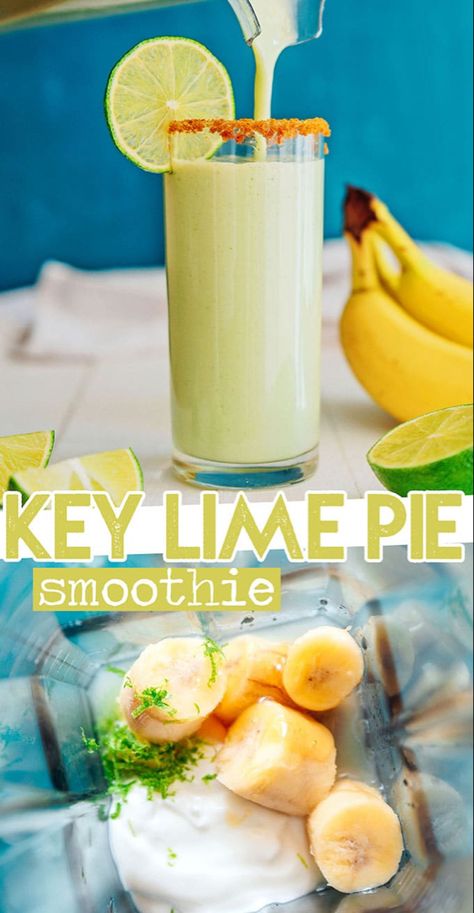 Key Lime Pie Smoothie, Healthy Key Lime, Healthy Key Lime Pie, Lime Recipes, Dessert Smoothie, Smoothie Drink Recipes, Easy Smoothie Recipes, Easy Smoothies, Lime Pie