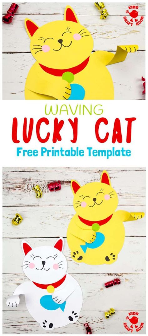 This Waving Chinese Lucky Cat craft is so adorable! Download the free printable template and beckon happiness and good fortune into your home! A great Chinese New Year craft for kids. #kidscraftroom #cats #catcrafts #kidscrafts #ChineseNewYear #chinesenewyearcrafts #printables #freeprintables #papercrafts via @KidsCraftRoom Cat Crafts Kids, New Year Craft For Kids, Chinese New Year Craft, News Years Crafts For Kids, New Year Craft, Chinese New Year Crafts For Kids, Healthy Superbowl, Kids Craft Room, Chinese Crafts