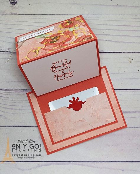 Handmade Money Cards, Stampin Up Quick Cards, Gift Card Holders Stampin Up, Money Cards Holder, Card Holder Diy, Card Types, Gift Card Holder Diy, Folding Cards, Fancy Fold Card Tutorials