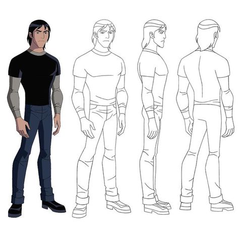 Animated Anatomy, Male Cartoon Characters, Character Turnaround, Cartoon Body, X Men Evolution, Caricature Sketch, Ben 10 Comics, Simple Character, Character Model Sheet