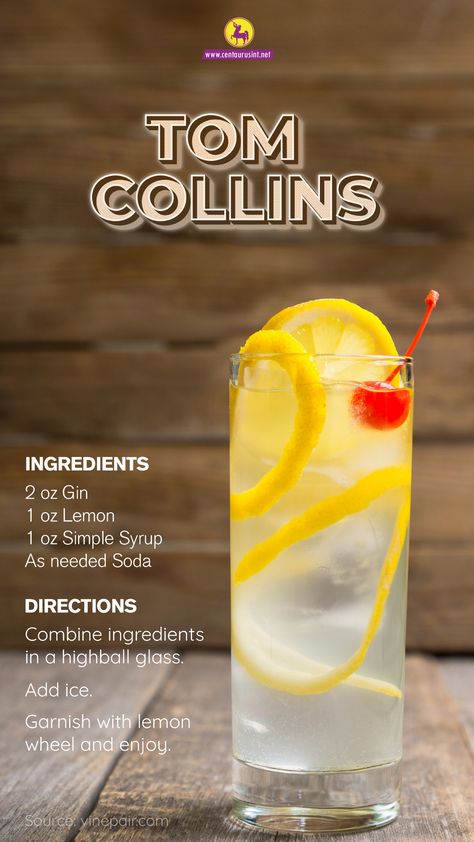 👉🏼HOW TO MAKE THE BEST TOM COLLINS RECIPE The Tom Collins first appeared in print in the 1876 edition of Jerry Thomas' Bar-Tender's Guide, but it probably owes its current fame to Meet The Parents. INGREDIENTS IN THE BEST TOM COLLINS RECIPE 2 oz Gin 1 oz Lemon 1 oz Simple Syrup As needed Soda TOM COLLINS DIRECTIONS 1️⃣ Combine ingredients in a highball glass. 2️⃣ Add ice. 3️⃣ Garnish with lemon wheel and enjoy You can order GIN here Tom Collins Recipe Vodka, Vodka Collins Recipe, Tom Collins Drink, Tom Collins Drink Recipes, Tom Collins Recipe, Tom Collins Cocktail, Bar Tender, Collins Cocktail, Meet The Parents