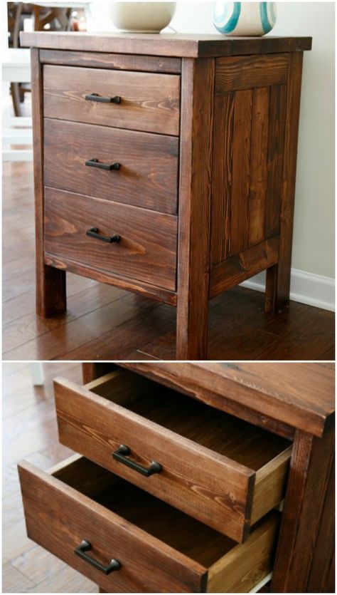 Easy Night Side Table From 2X4s Easy Diy Nightstand, Night Side Table, Bedside Table Plans, Diy Nightstand, Diy Bed Frame, Diy Furniture Bedroom, Diy Wooden Projects, Rustic Storage, Wood Shop Projects