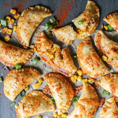 Corn Empanadas, Baked Empanadas, Baked Corn, Bacon And Cheese, Healthy Appetizer Recipes, Green Chiles, Empanadas Recipe, Cheese Bites, Flaky Pastry