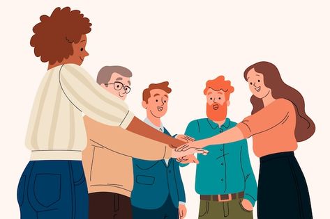 Hand drawn people working together illus... | Premium Vector #Freepik #vector #creative-work #concept #concept-illustration #creative-people People Illustrations, Drawn People, Presentation Pictures, Storyboard Illustration, People Working Together, Hands Together, Creative Poster Design, Working People, People Illustration