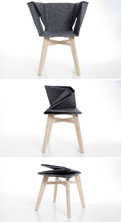 A folded chair that became a stool: 12002198 Pixel, Design Meubel, 1 200 2 198 Pixel, Foldable Chairs, Design Mobili, Artemis, Folding Chairs, Origami Design Furniture, Design Studios Stools Design, Origami Furniture, Foldable Furniture, Foldable Chairs, Folding Furniture, Origami Design, Stool Design, Creative Furniture, Chaise Design