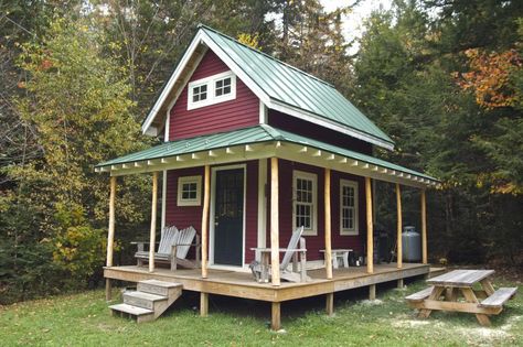 Vermont 10 x 16 Shed With Loft Tiny Cabins, Loft Cabin, Red Cabin, Shed With Loft, Tiny Loft, Shed To Tiny House, House Shed, Micro House, Tiny Cabin