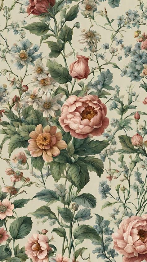 Floral Notepad, Victorian Wallpaper, Vintage Flowers Wallpaper, Unique Illustration, Vintage Floral Wallpapers, Flowers Wallpapers, Diy Boho, Victorian Flowers, Flower Background Wallpaper