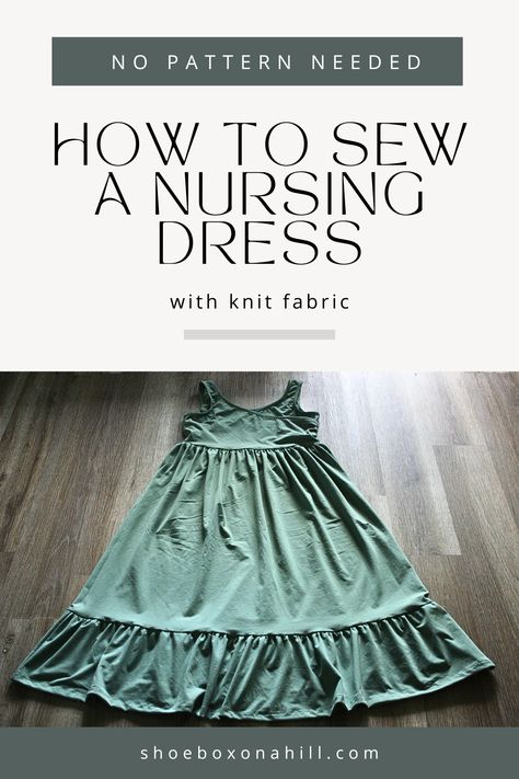 This step by step sewing tutorial will show you how you can make your own modest crossover nursing dress. This project is for stretchy knit fabric, and you don’t need a pattern. You just need a knit dress or shirt that you like the fit of, that you can then trace the top of to make a simple bodice pattern. Couture, Free Nursing Top Sewing Pattern, Nursing Shirt Pattern, Free Womens Dress Patterns, Breastfeeding Dress Pattern, Diy Nursing Dress, Simple Dress Pattern Free, Nursing Dress Pattern, Diy Linen Dress