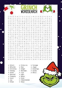 Land Of Printables Teaching Resources | Teachers Pay Teachers Grinch Word Search, School Age Crafts, Holiday Word Search, Christmas Printable Activities, Puzzle Worksheet, Christmas Games For Adults, School Age Activities, Christmas Word Search, Grinch Christmas Party