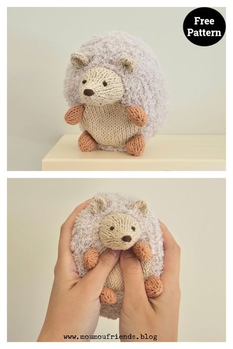 Hedgehog Toy Free Knitting Pattern Hedgehog Knitting Pattern, Teddy Knitting Pattern Free, Hedgehog Knitting Pattern Free, Knitted Animals Free Patterns Easy, Knit Toys Free Pattern Stuffed Animals, Knit Hedgehog, Knitted Hedgehog, Hand Knit Toys, Rabbit Knitting Pattern