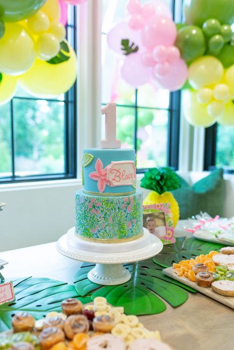 Lilly Pulitzer Themed Birthday Party, Lilly Pulitzer Baby Shower Ideas, Lilly Pulitzer Birthday Party, Lilly Pulitzer Birthday, Lilly Pulitzer Party, Lilly Party, Lilly Prints, Lilly Pulitzer Inspired, Twin First Birthday