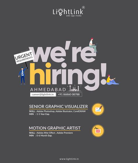 We are hiring Graphic Designer & Motion Graphic Artist. @Ahmedabad, India Hiring Designer Poster Creative, Hiring Creative Design, Graphic Designer Hiring Poster Creative, Hiring Posts Design, Now Hiring Image Social Media, We Hiring Poster Design, We’re Hiring Poster, We Are Back Poster Design, Graphic Designer Hiring Post