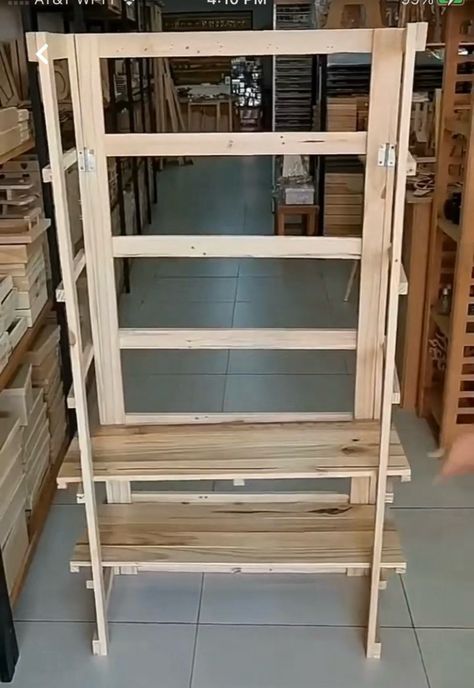 Shelves For Small Spaces, Folding Shelves, Diy Raised Garden Beds, Minwax Stain Colors, Craft Fair Booth Display, Folding Shelf, Craft Market Display, Minwax Stain, Craft Fairs Booth