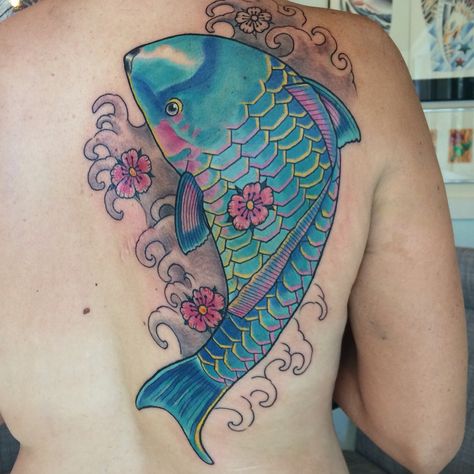 Rainbow Parrot Fish, Japanese Fish Tattoo, Koi Fish Tattoo Meaning, Coy Fish Tattoos, Small Fish Tattoos, Betta Fish Tattoo, Rainbow Parrot, Japanese Koi Fish Tattoo, Painting And Embroidery