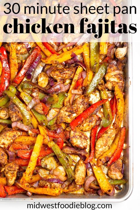 Pan Fajitas, Sheet Pan Chicken Fajitas, Baked Chicken Fajitas, Chicken Fajita Recipe, Pan Chicken Fajitas, Sheet Pan Dinners Recipes, Sheet Pan Chicken, Fajita Recipe, Steak Fajitas