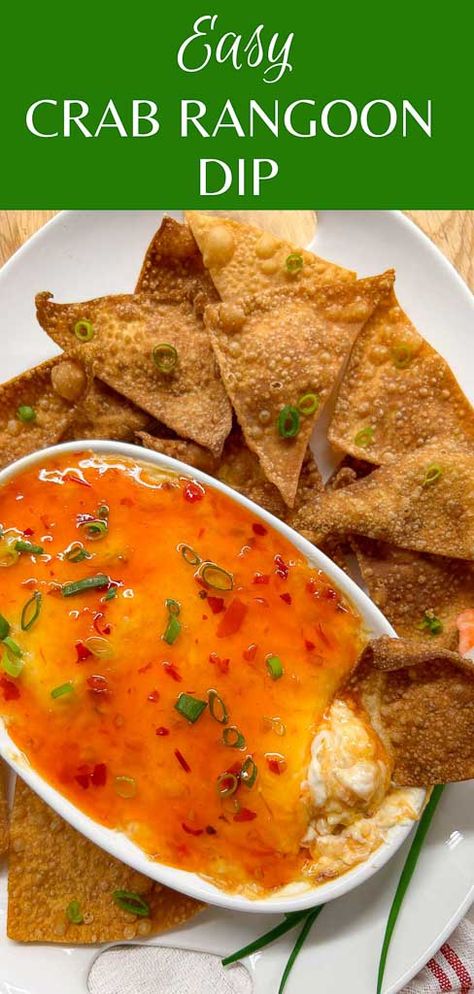 Crab Rangoon Dip (With Wonton Chips) Crab Wonton Dip, Dairy Free Crab Rangoon Dip, Crab Rangoon Dip With Wonton Chips, Crab Rangoon Spring Rolls, Crab Rangoon Pizza Recipe, Crab Rangoon Dip Cold, Crab Rangoon Dip Crockpot, Crab Rangoon Cucumber Salad, Crab Queso