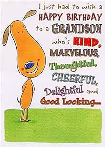 Designer Greetings Standing Dog: Kind, Marvelous, Thoughtful Funny/Humorous Birthday Card for Grandson Happy Birthday Grandson Funny, Grandson Birthday Wishes, Birthday Grandson, Happy Birthday Grandson, Birthday Wishes For Kids, Birthday Wishes For Sister, Happy Birthday Greetings Friends, Grandson Birthday, Birthday Wishes Funny