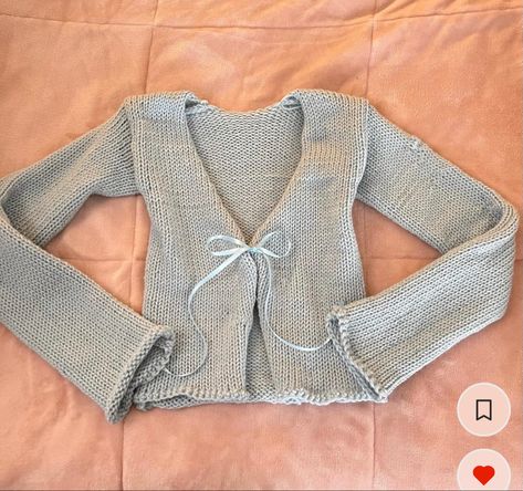 Blue Ribbon Bow, Blue Knit Cardigan, Baby Cardigan Pattern, Crochet Baby Cardigan, Kawaii Crochet, Crochet Fashion Patterns, Knit Tie, Pattern Tutorial, Cardigan Pattern