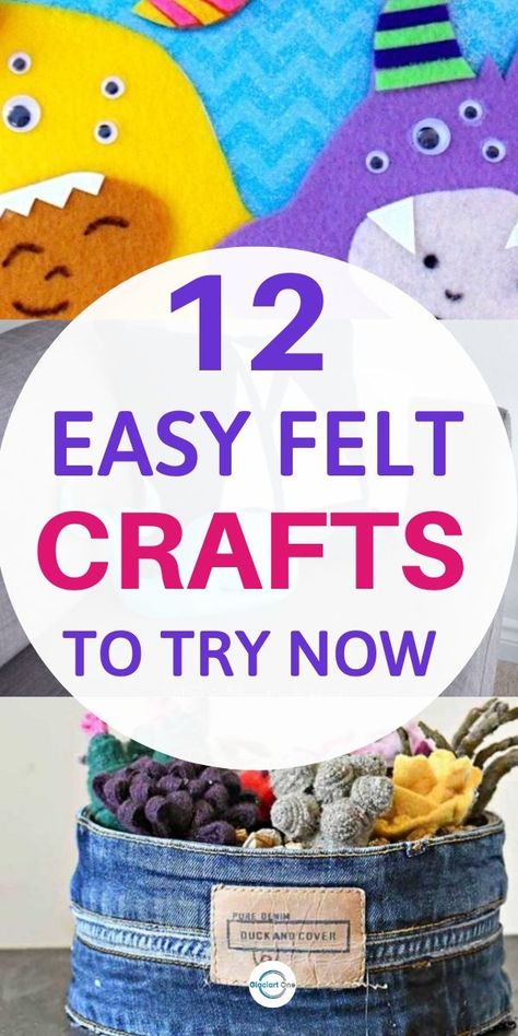 12 Easy felt craft ideas for you. Try these and create toys or flowers for decorations. Even if you think that you have never tried anything like this, some of the crafts are totally for beginners. #feltcrafts #felttutorials #diyfeltprojects Crafts With Felt Sheets, Felt Projects Adults, Felt Crafts To Sell, Diy Felt Decorations, Things To Make With Felt, Felt Craft Ideas, Diy Felt Garland, Easy Felt Crafts, Felt Ornaments Diy