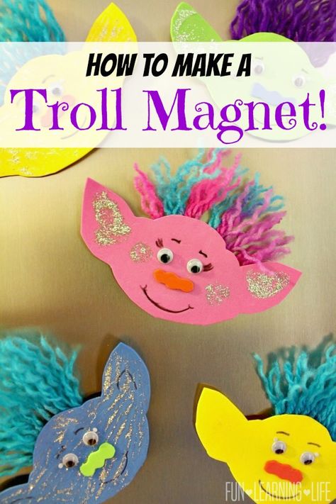 2-5-terrific-trolls-crafts Afternoon Activities, Paper Fish, Trolls Birthday Party, Troll Party, Summer Crafts For Kids, Daycare Crafts, Popsicle Stick, Crafty Kids, Camping Crafts