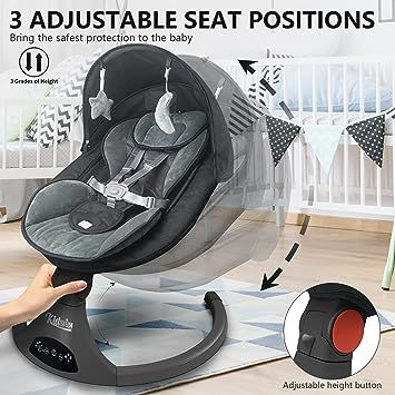 Electric Baby Swing for Infants,5-Speed Baby Swing with 12 Preset Lullabies,Remote Control Baby Rocker with Touch Screen Baby Chair for 5-20 lb,0-9 Months Suitable for Indoor and Outdoor. Black Best Baby Products, Baby Swing, Baby Rocker, Baby Chair, Baby Bouncer, Baby Swings, Baby Protection, Baby Essentials, Baby Products