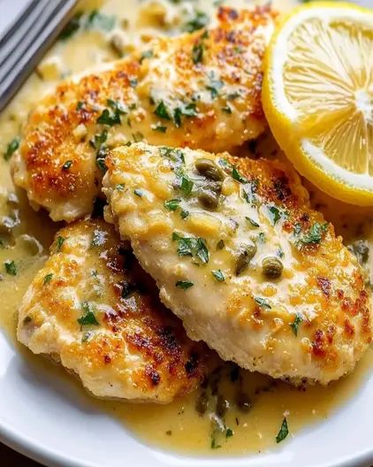 Zesty Lemon Chicken Piccata Recipe - optimal recipes Tasty Chicken Piccata With Lemon Sauce, Chicken Piccata With Lemon Caper Sauce, Chicken Picatta With Lemon Sauce, Lemon Chicken Piccata Recipe, Chicken Piccata With Lemon Sauce, Chicken Piccata Easy, Sweet Potato Dessert Recipes, Honeybun Cake, Cake With Pecans