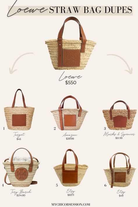 Is the Loewe Straw Bag Worth It? My Honest Answer Plus the Best Dupes to this Iconic Bag - MY CHIC OBSESSION Loewe Pochette Raffia Bag Outfit, Straw Bags For Summer Outfit, Straw Tote Bags Outfit, Loewe Raffia Bag Outfit, Straw Bags For Summer 2023, Loewe Straw Bag Outfit, Loewe Summer Bag, It Bags 2023, Summer Handbags 2023