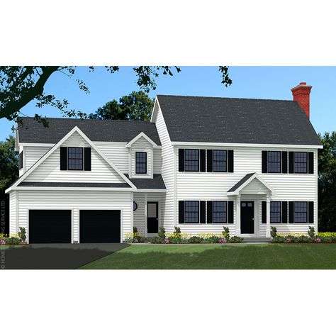 Colonial Revival House Exterior, Modern Colonial Exterior, Addition Exterior, White Colonial House, Garrison House, Colonial Remodel, Small Colonial, Colonial Revival House, House Plans Colonial