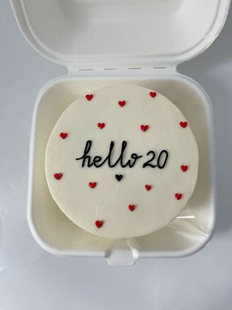 Mini Cake 20 Birthday, 20th Birthday Bento Cake Ideas, Mini Cakes 20th Birthday, 20 Bday Cake Aesthetic, 20 Aesthetic Birthday, 20th Bday Cakes, Birthday Cake Ideas For 20th Birthday, Hello 20 Birthday Cake, Twenty Cake Birthday