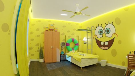 ArtStation - Room Spongebob, arri Spongebob Bedroom, Spongebob Room, Spongebob Spongebob, Nickelodeon Hotel, Spongebob House, Preppy Boy, Room Yellow, Spongebob Pics, Wallpaper For Bedroom