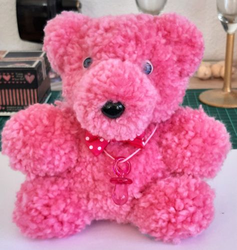 Pom Pom Critters, Pom Crafts, Pink Bear, Pom Pom Crafts, Pom Poms, Pom Pom, Teddy Bear, Amigurumi, Toys