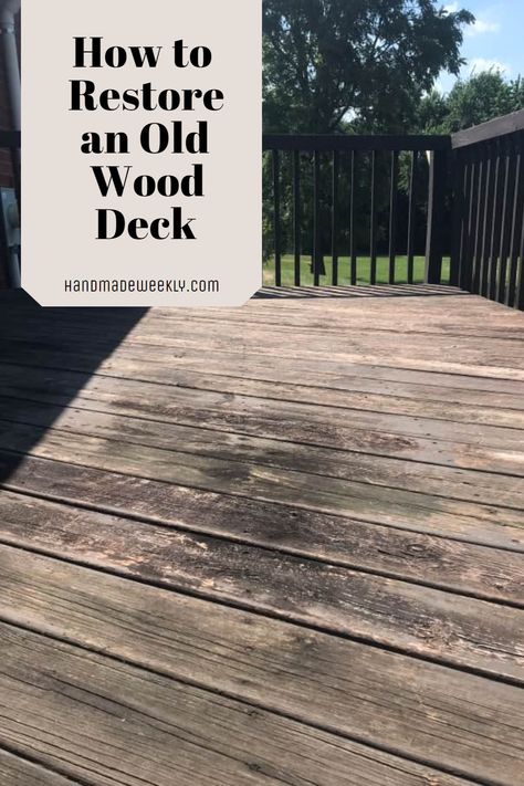 Transform your weathered outdoor space by learning how to restore an old wood deck with this detailed guide. Discover the secrets to rejuvenating your deck's beauty, durability, and functionality, with step-by-step instructions on choosing the right materials, tools, and techniques. Ready to give your deck a second life? Dive in and start restoring now! Repaint Deck Wood, Diy Deck Painting, How To Refinish A Deck, Sanding A Deck Diy, Diy Deck Restoration, Deck Stain Ideas For Grey House, Restore Old Deck, Refinish Deck Wood, Deck Sealing Ideas