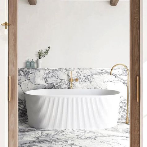 Bath Matts, Bathroom Transformation, Back To Wall Bath, Modern Victorian, Freestanding Bath, White Bath, Modern Baths, Hamptons Style, Free Standing Bath