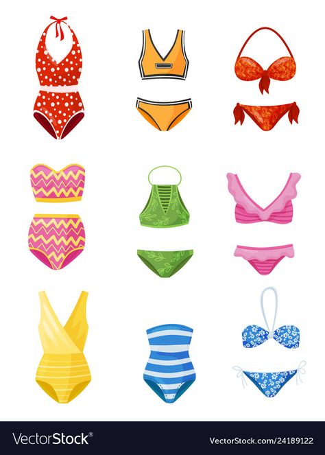 Bathing Suit Drawing, Swimwear Illustration, Swimsuit Illustration, Trendy Bathing Suits, Suit Drawing, Croquis Fashion, Dress Vector, Beach White Dress, Paper Dolls Diy