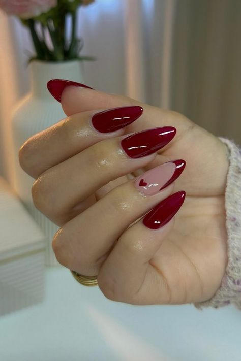 Unghie Sfumate, Wine Nails, Nail Art For Beginners, Burgundy Nails, Almond Acrylic Nails, Soft Nails, Heart Nails, Chic Nails, Cute Acrylic Nails