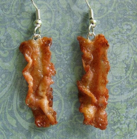 Bacon Earrings, Crazy Earrings, Weird Earrings, Weird Jewelry, Funny Earrings, Quirky Jewelry, Quirky Earrings, Food Earrings, Funky Earrings