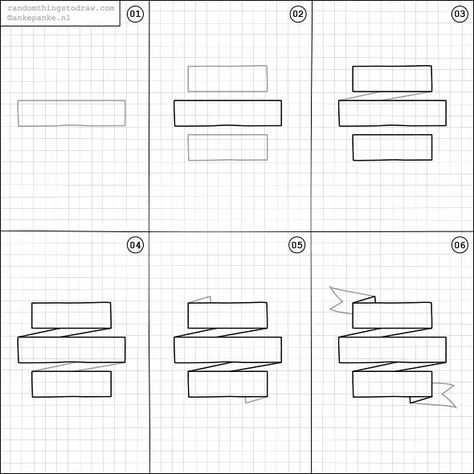 How to draw a (text)banner. Draw Banners Step By Step, Double Banner Drawing, How To Draw A Banner, Things To Draw Online, How To Draw Banners, Random Things To Draw, Text Banner, 심플한 그림, Penanda Buku