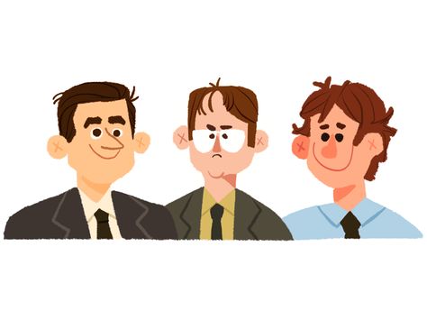 Michael, Dwight, and Jim :) Dwight K Schrute, Office Cartoon, The Office Show, Sketch Note, Jim Halpert, Office Fan, Office Memes, Office Wallpaper, Paper People