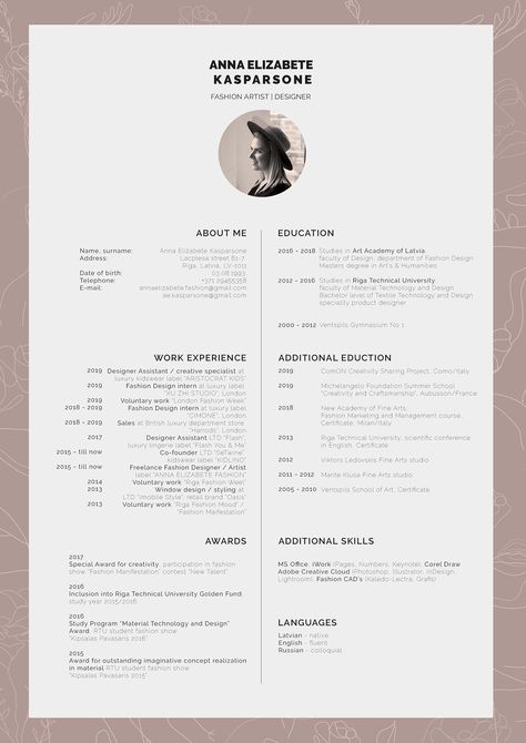 Fashion Cv Layout, Personal Branding Resume, Artist Cv Creative Cv, Artistic Resume Design, Cv Examples Creative Cv, Graphic Cv Design, Artist Cv Design, Creative Cvs Design, Fashion Designer Cv Creative Resume