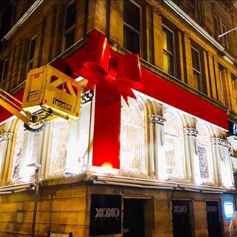 Facade Decoration, Christmas Exterior, Light Art Installation, Commercial Display, Giant Bow, Outdoor Buildings, The Dash, Christmas Inspo, Iconic Buildings