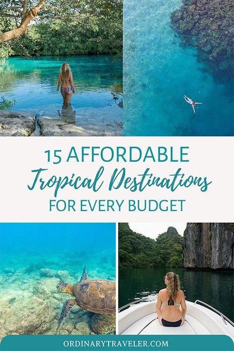 Escape to paradise without breaking the bank! 🌴 Check out our curated list of 16 affordable tropical getaways for your next vacation. From hidden gems to budget-friendly resorts, discover the perfect destination to soak up the sun and unwind. #TropicalVacations #BudgetTravel #AffordableGetaways l Summer Bucket List l Solo Beach Pics Tropical Places To Travel, Affordable Tropical Vacations, Budget Beach Vacation, Solo Beach Pics, Tropical Vacation Places, Cheap Tropical Vacations, Best Tropical Vacations, Tropical Vacation Destinations, Cheap Beach Vacations