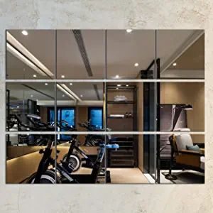 12x12 Mirror Tiles Ideas, Diy Home Gym Mirror Wall, Gym Mirror Wall, Home Gym Mirror, Wedding Centerpieces Mirror, Mirror Wall Design, Ceiling Mirror, Home Gym Mirrors, Gym Mirror