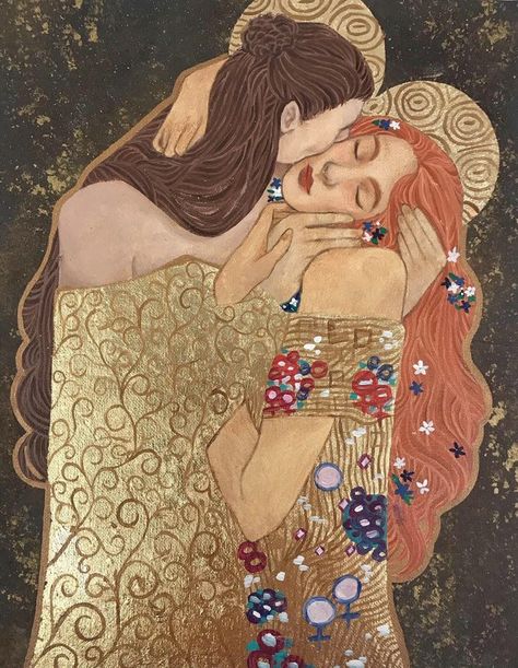 The Kiss, Kiss, On Twitter, Twitter, Flowers, Hair, Gold, Blue, Art