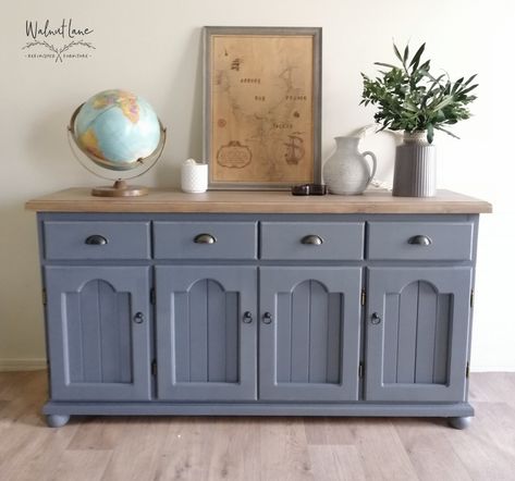 Farmhouse sideboard. Painted with my own custom mix, Fusion mineral paint. Top sanded, stained and varnished. Sideboard Paint Ideas, Painting Sideboard, Shabby Chic Tv Unit, Painted Sideboard Ideas, Upcycled Sideboard, Sideboard Makeover, Sideboard Painted, Sideboard Upcycle, Ideas For Painting