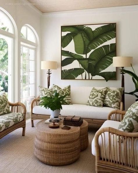 Hawaiian Interior Design, Modern Tropical Interior, Tropical Dining Room, Rattan Furniture Living Room, Thai Decor, Tropical Living Room, Tropical Interior Design, Tropical Interior, Tropical Living