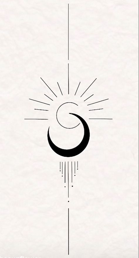 Tattoo Sun, Moon Sun Tattoo, Boho Tattoos, Muster Tattoos, Moon Tattoo Designs, Classy Tattoos, Line Art Tattoos, Discreet Tattoos, Sun Tattoo