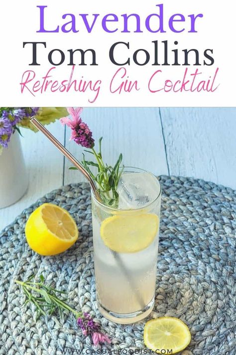 Drinkable Potions, Lavender Gin Cocktail, Lemon Cocktail Recipes, Tom Collins Recipe, Lavender Gin, Lavender Drink, Themed Cocktails, Lavender Cocktail, Reception Cocktail