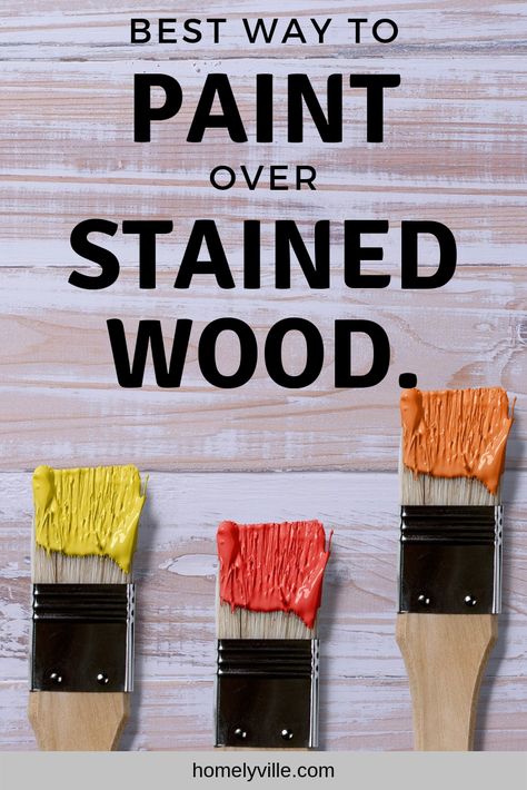 We all know that wood stain goes deep into the surface. It can be hard to cover, but it’s not impossible! Here’s my guide to painting over stained wood. #stainedwood #paintingoverstainedwood #stainedwoodpainting Paint Over Stained Wood, Painting Over Stained Wood, Paint Stained Wood, Furniture Painting Tips, High Gloss Furniture, Furniture Flipping, Furniture Painting Techniques, Bathroom Refresh, Painting Furniture Diy