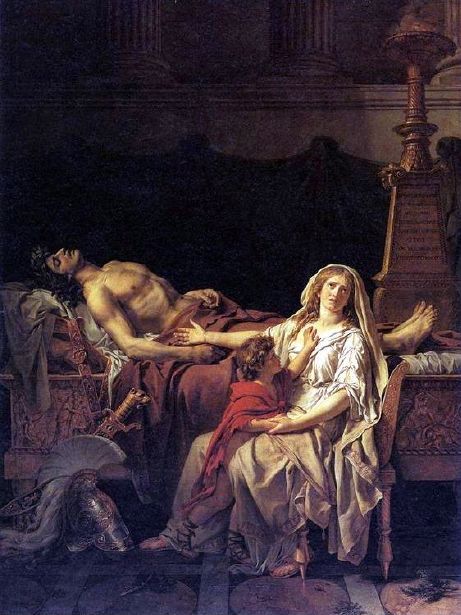 Andromache Mourning Hector (II) Jacque Louis David, David Painting, Neoclassical Art, Jacques Louis David, Charles James, Bo Bartlett, Louvre Museum, Oil Painting Reproductions, Classical Art