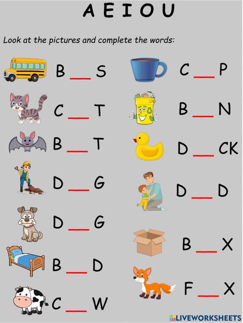 Reading Phonics Activities, 3 Letter Words Worksheets, A Sound Words Worksheet, Kindergarten Vocabulary Words, Consonants Worksheets, Physical Activities For Preschoolers, Letter Worksheets Kindergarten, Sequencing Activities Kindergarten, Kindergarten Vocabulary